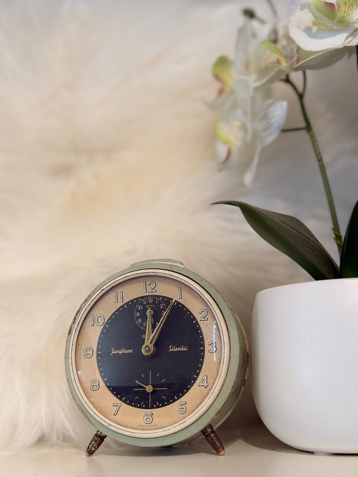 Vintage Junghans Silentic wekker - Mintgroen, Ophalen of Verzenden