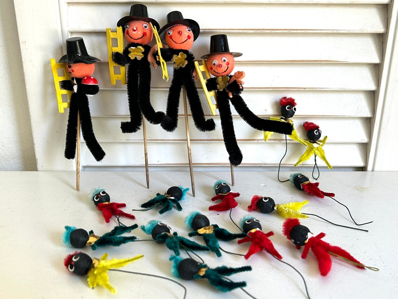 Vintage schoorsteenvegers en zwarte pietjes pijpenragers, Ophalen