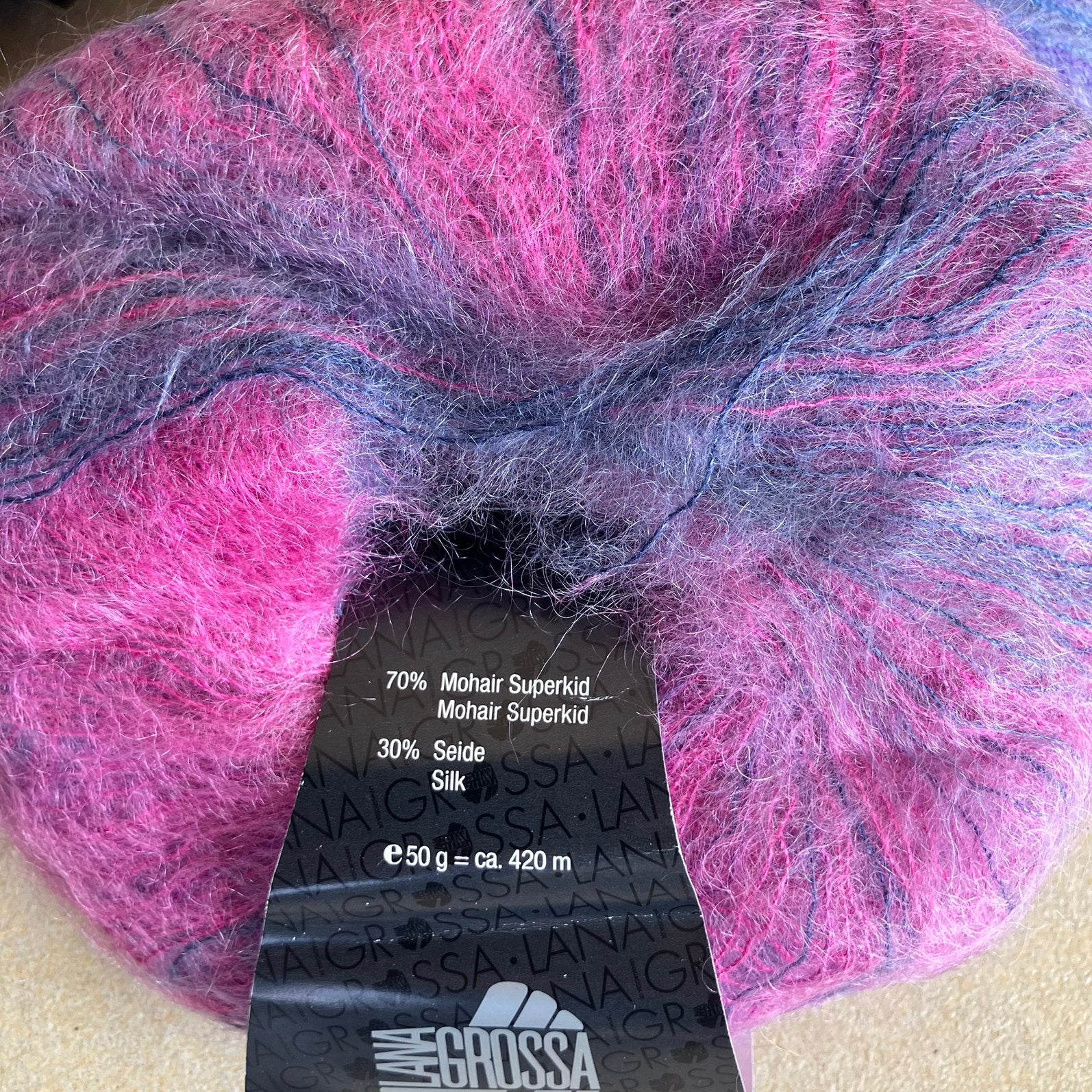 4x 50 gram Lana Grossa Silkhair Print col.302, Ophalen of Verzenden, Nieuw, Breien of Haken, Wol of Garen