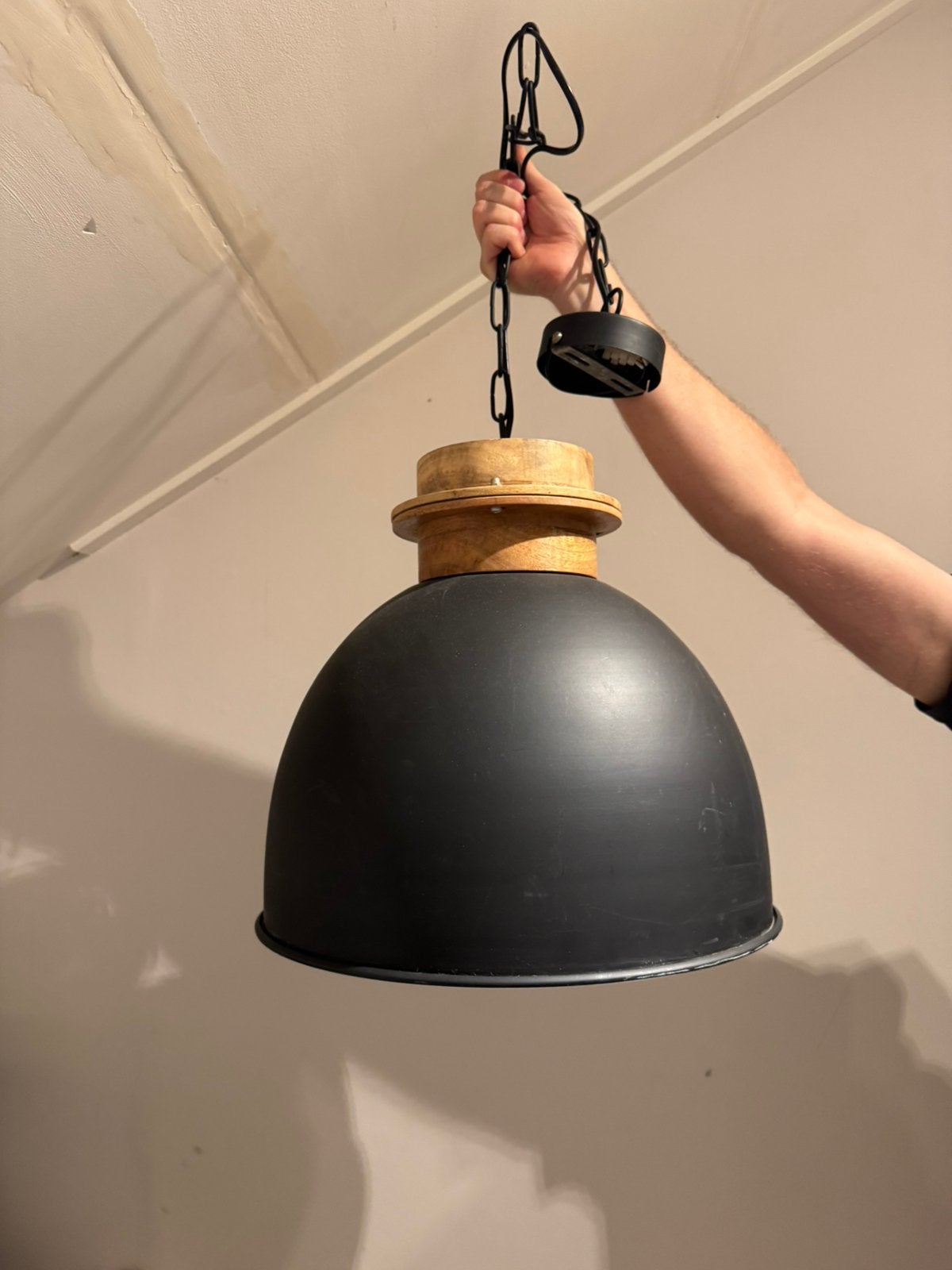 Industriële eettafel lamp, Ophalen, Gebruikt, E27 (groot), Metaal