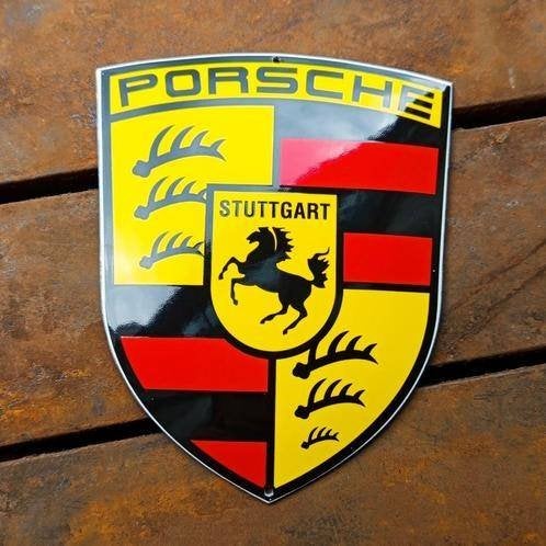 Emaille Schild PORSCHE Logo Wapen Dealer Reclamebord Vintage, Verzamelen, Verzenden, Gebruikt, Reclamebord