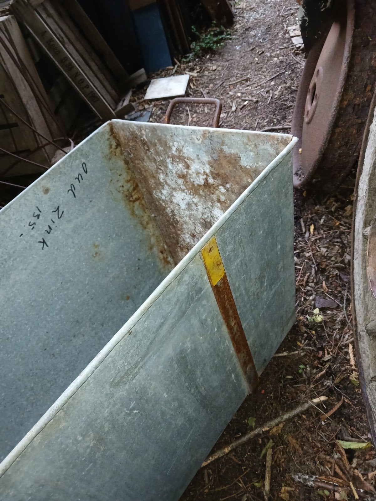 Oude zinken bak plantenbak bloembak waterbak teil trog, Ophalen of Verzenden