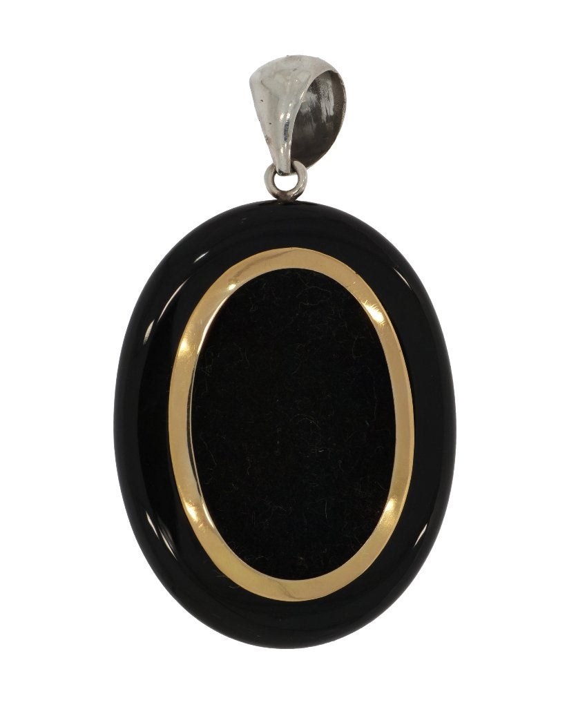 Smaragd antiek grote 14k gouden ketting hanger onyx bloem, Ophalen of Verzenden, Goud, Hanger, Met edelsteen