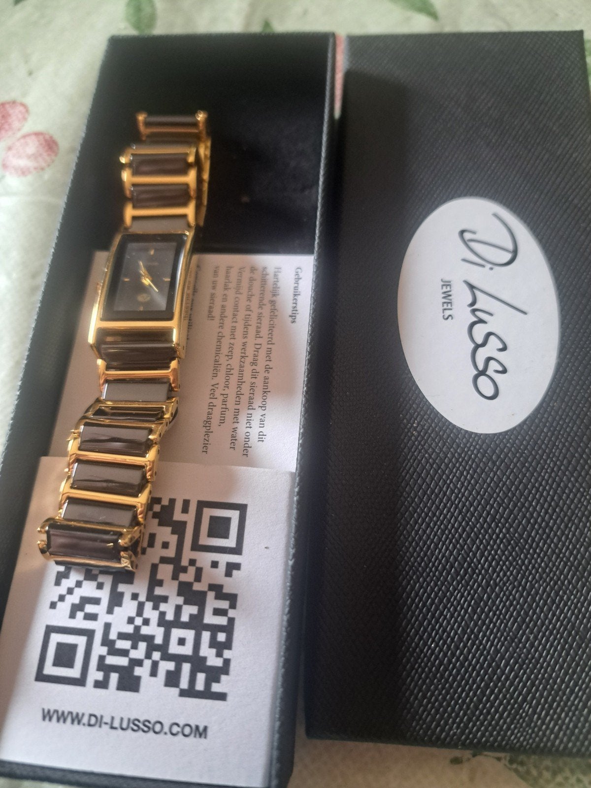 Di Lusso Jewels Dames Horloge - Goudkleurig met Zwart, Overige merken, Overige materialen, Polshorloge, Overige materialen