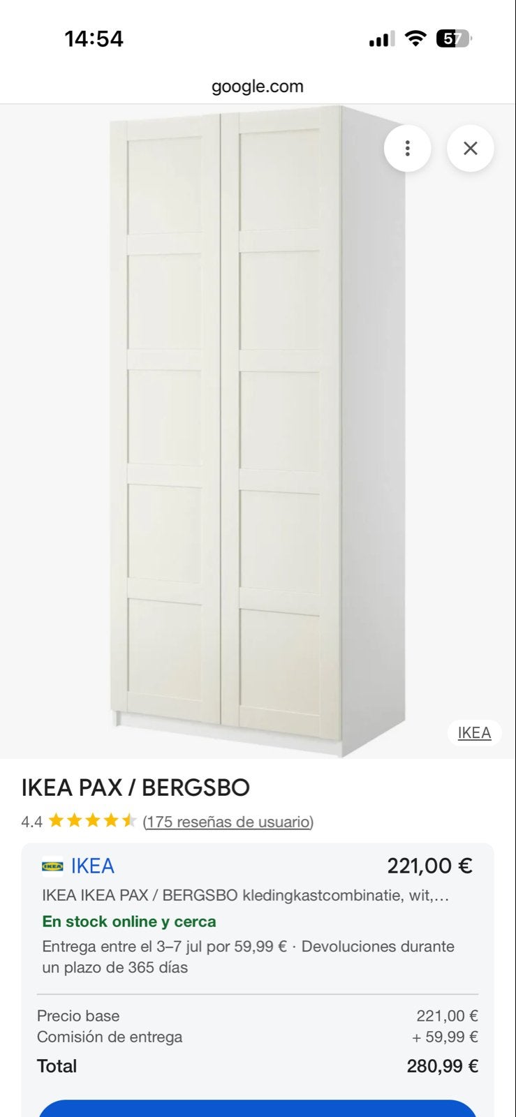 IKEA PAX Kledingkast met Bergsbo deuren, Ophalen, Gebruikt, 200 cm of meer, 50 tot 100 cm