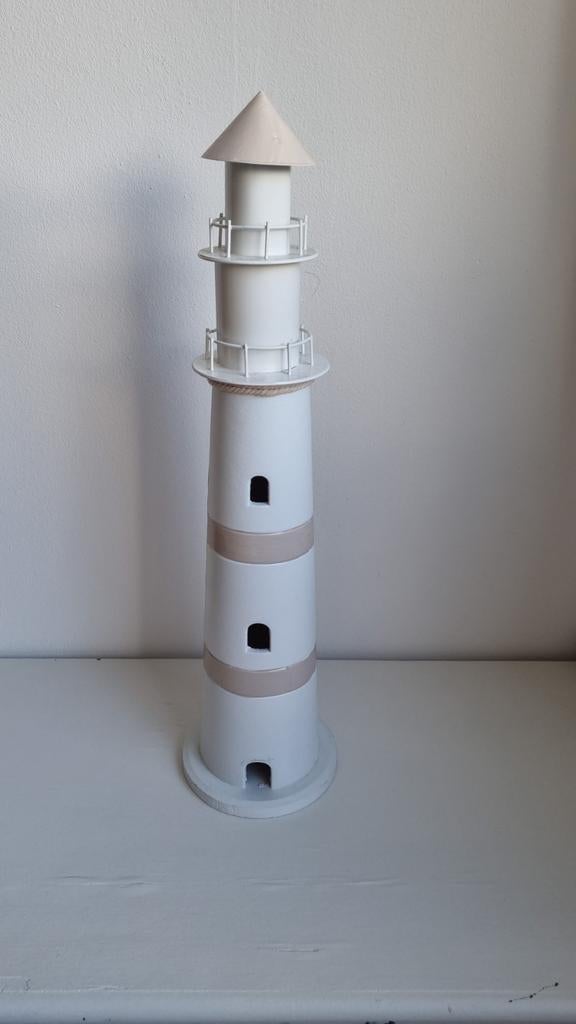 Vuurtoren groot wit creme hout ijzer, Verzamelen, Beelden en Beeldjes, Ophalen of Verzenden