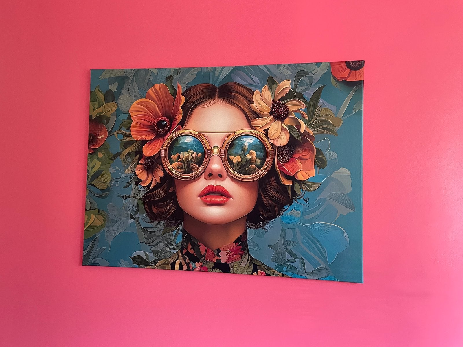 Canvas 80x60 vrouw met bril NIEUW, Ophalen, Nieuw, Schilderij
