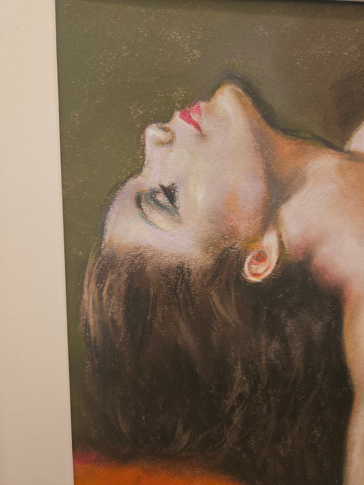 Sensueel pastel schilderij 50x40 cm, Antiek en Kunst, Kunst | Schilderijen | Klassiek, Portret of Personen, Realistisch, Origineel werk