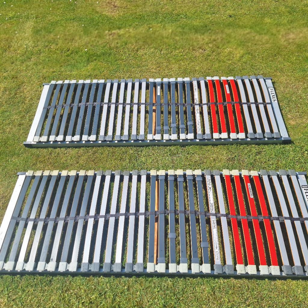 2x vlakke lattenbodem, Ophalen, Gebruikt, 210 cm, Bedbodem