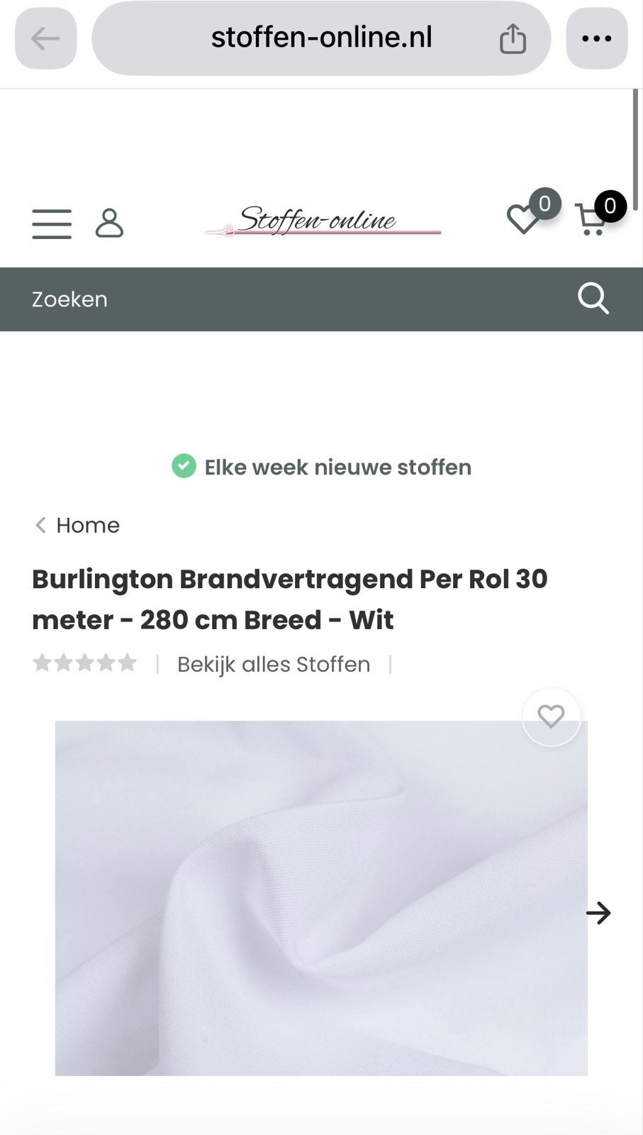Burlington Brandvertragend Stof Wit - 280 cm Breed, Ophalen, 120 cm of meer, Wit, Polyester
