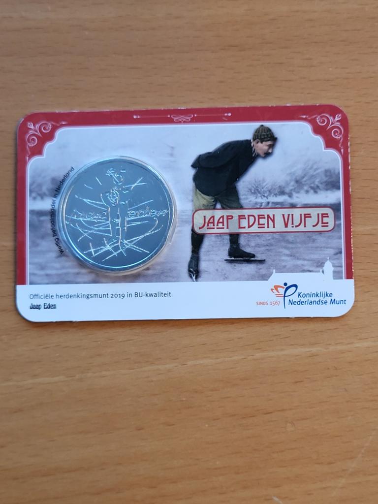 Jaap Eden Vijfje - Officiële herdenkingsmunt 2019, Ophalen of Verzenden, Koningin Beatrix, Overige waardes, Losse munt