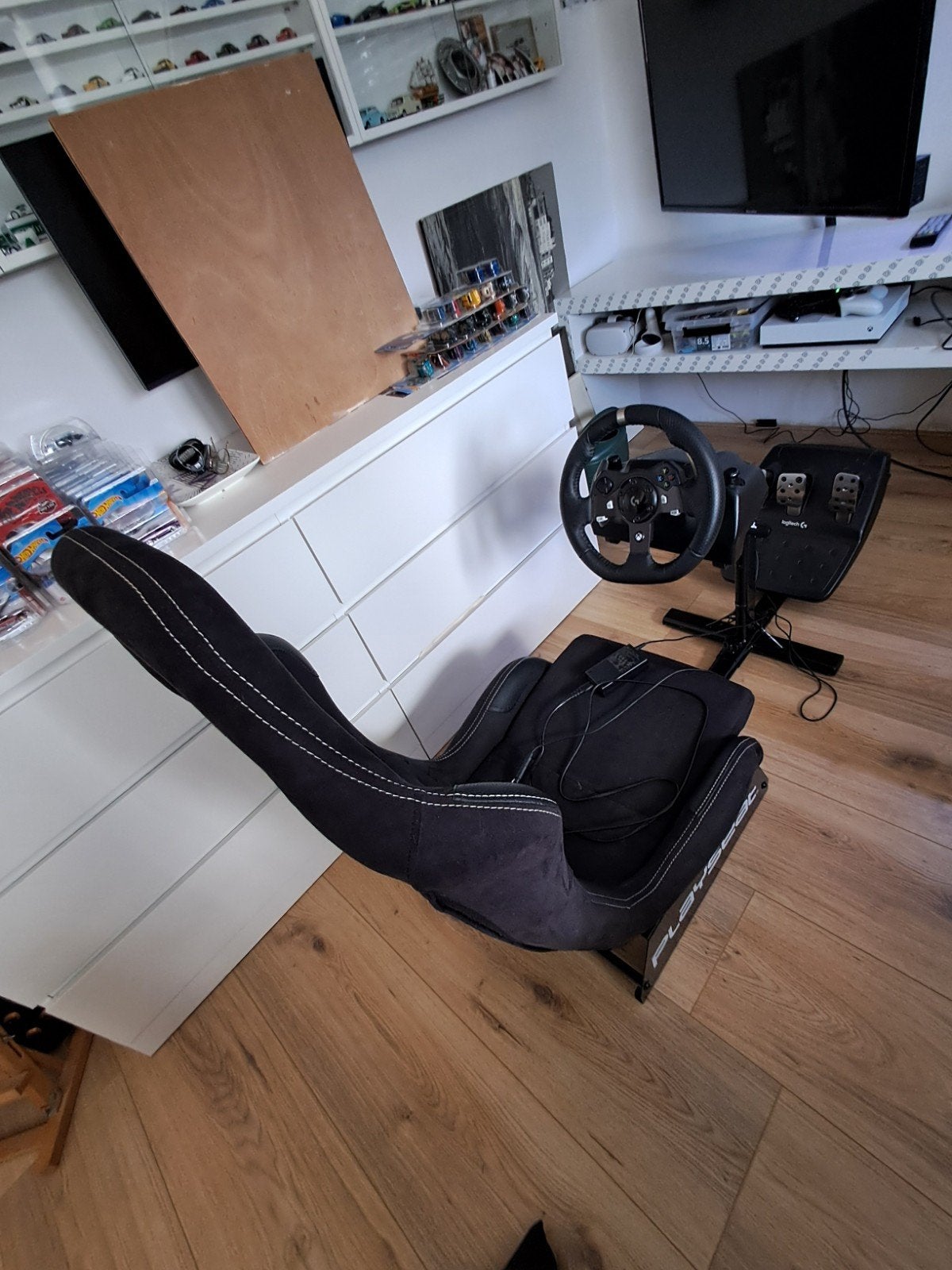 Simracing set Logitech G920 + Playseat evolution + evt tv, Spelcomputers en Games, Ophalen, Racestoel, Force feedback, Zo goed als nieuw