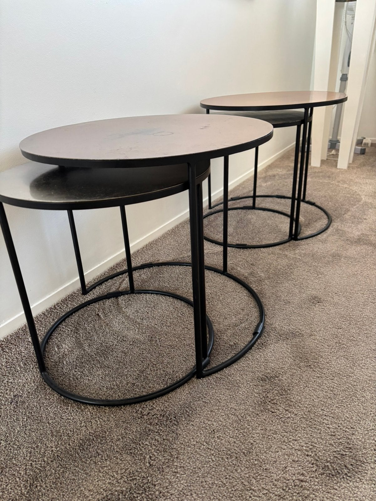 1Sets Bijzettafel Zilver & Koperkleurig - Gebruikt, Huis en Inrichting, Ophalen, Minder dan 45 cm, Minder dan 55 cm, Gebruikt