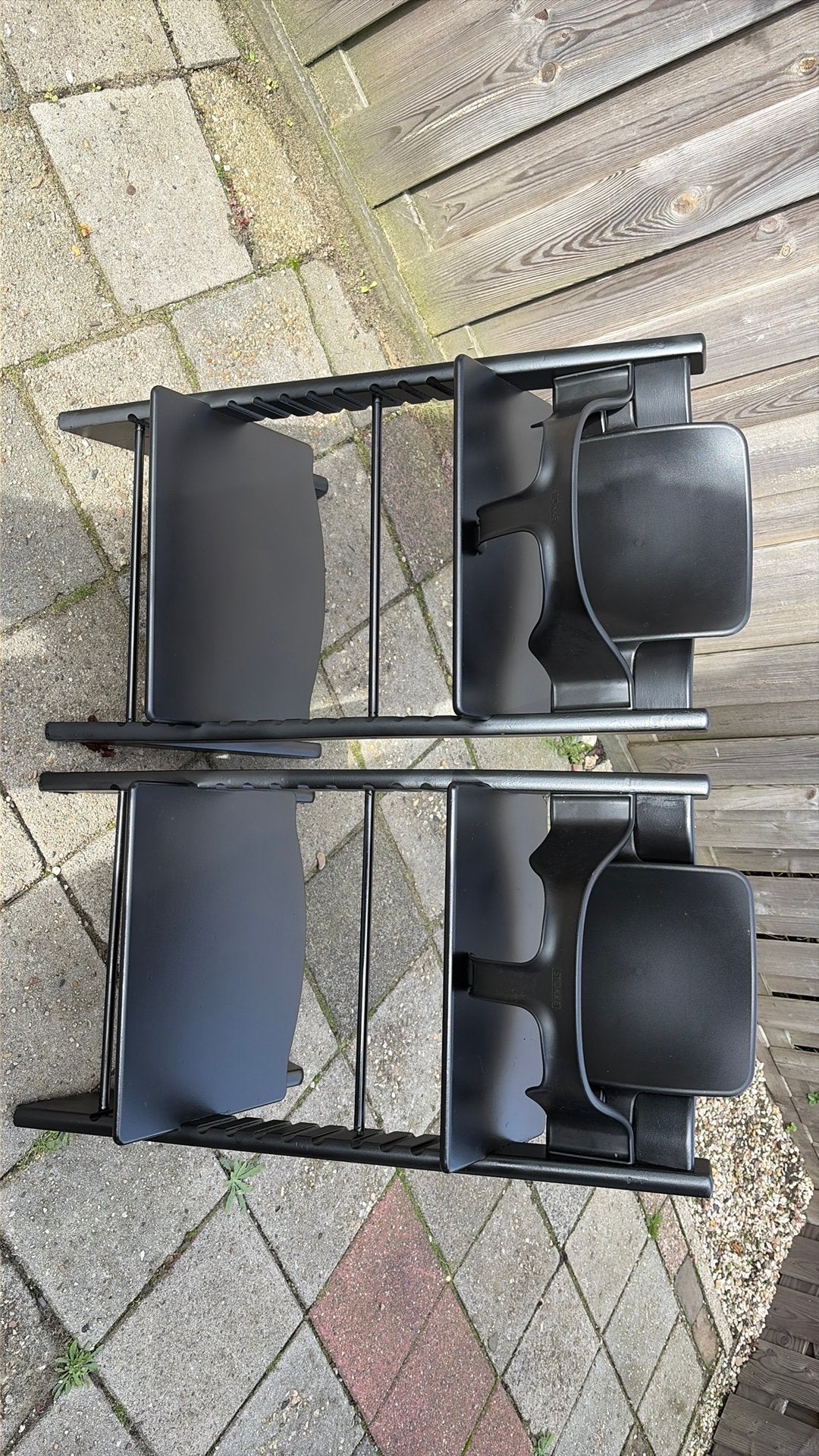 Stokke Tripp Trapp zwart met babyset 100,00 per stoel, Ophalen, Gebruikt, Meegroeistoel