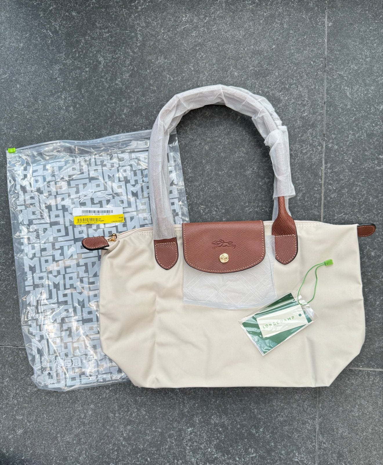 Longchamp Le Pliage - Paper - Size M en L- Nieuw, Verzenden, Nieuw, Beige, Shopper