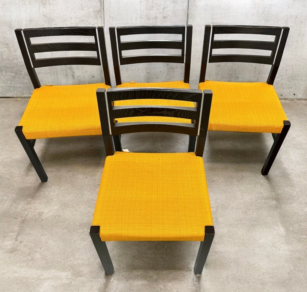 Vintage design oranje eetkamerstoelen Fristho Franeker # 296, Ophalen, Franeker, Gebruikt, Overige kleuren