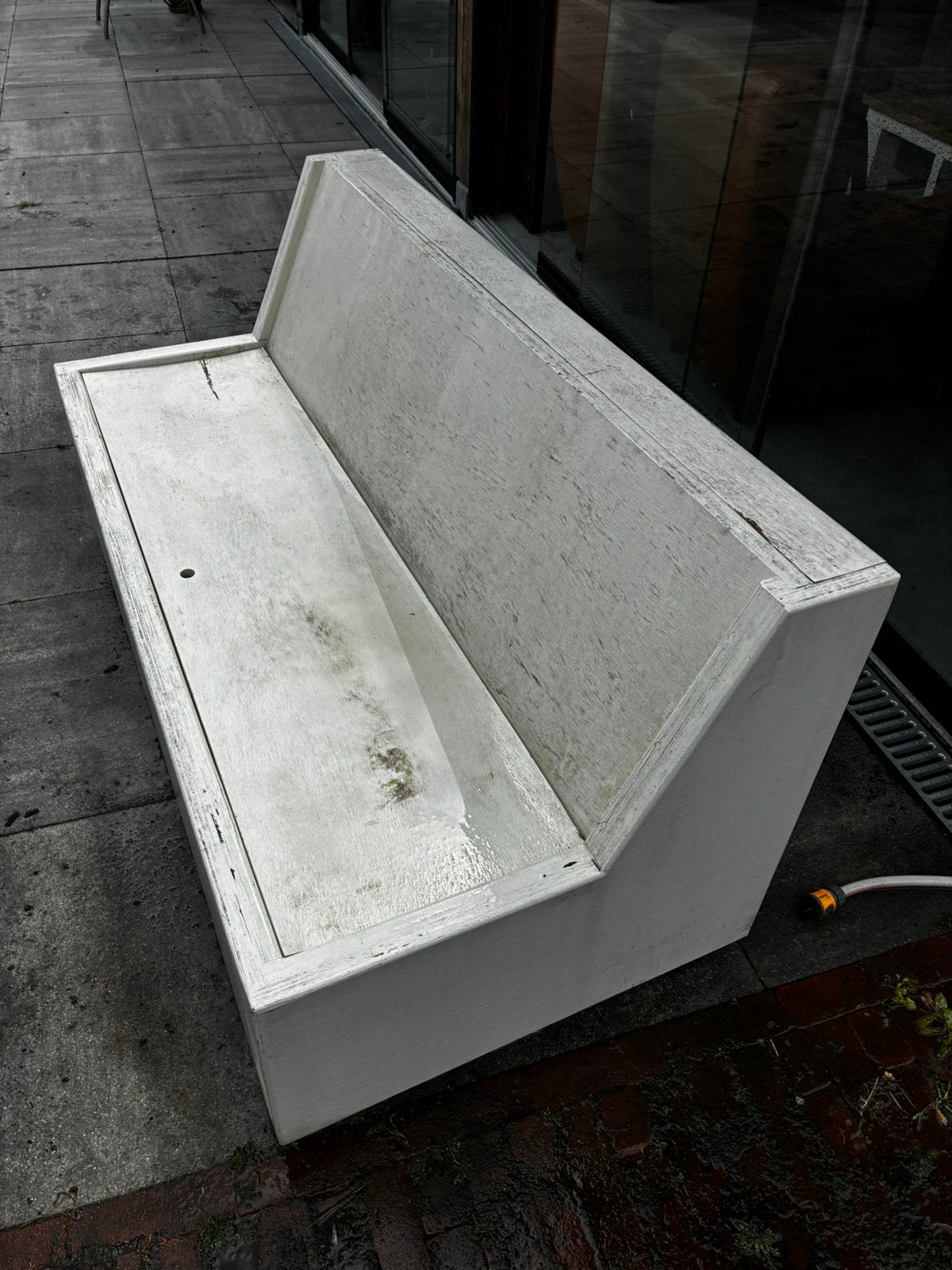 Stevige tuinbank met opbergruimte - opknapper, Tuin en Terras, Tuinbanken, Ophalen, Gebruikt, Hout