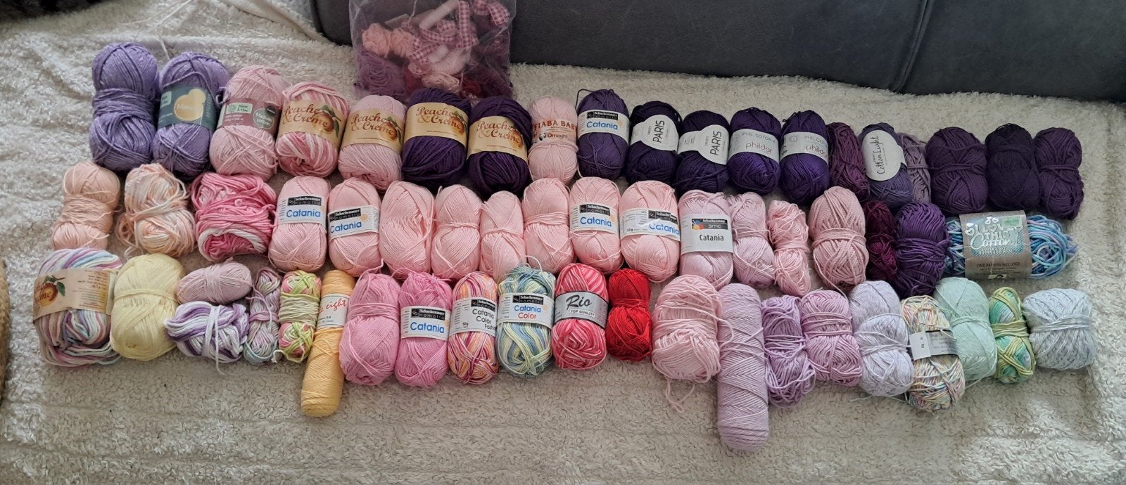 59 Grote en kleine bollen katoen garen, Hobby en Vrije tijd, Ophalen, Zo goed als nieuw, Breien of Haken, Wol of Garen