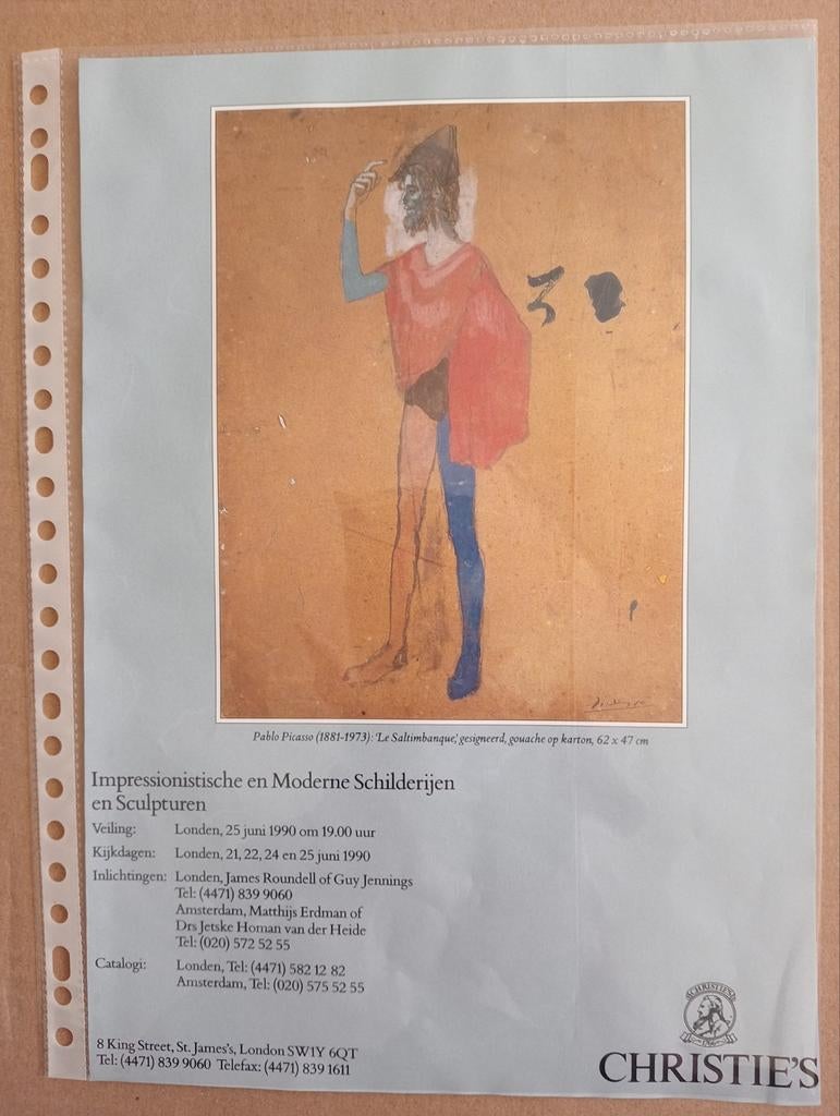 Pablo Picasso Christie's affiche, Ophalen of Verzenden, Knipsel(s)