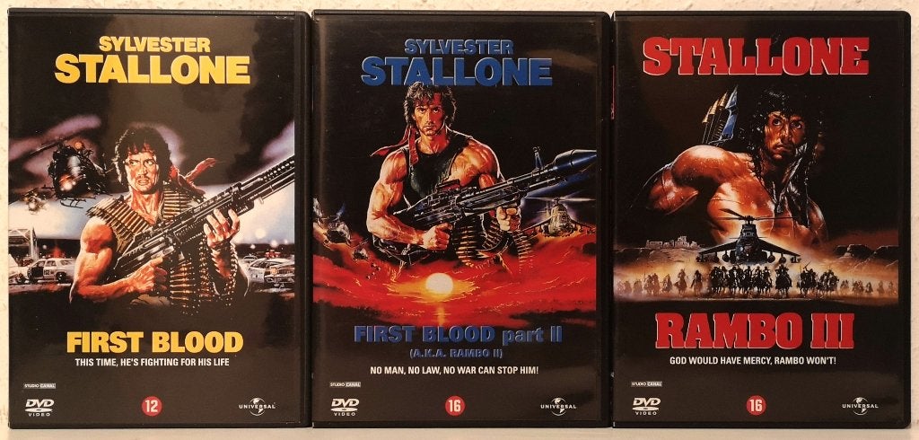 Rambo Trilogy ( First Blood )( Sylvester Stallone ), Alle leeftijden, Verzenden, Zo goed als nieuw, Nederlands