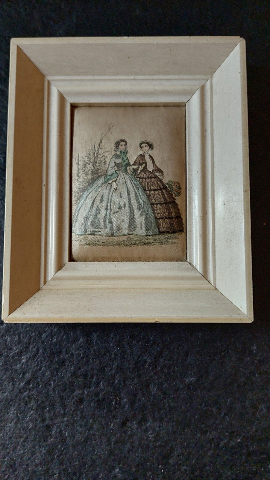 Victoriaanse mode prent op zijde, Antiek en Kunst, Ophalen of Verzenden