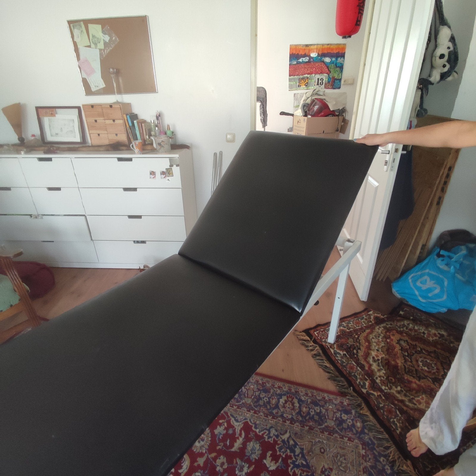 Zwarte verstelbare behandeltafel/massagetafel, Ophalen, Zwart, Praktisch en functioneel, 200 cm