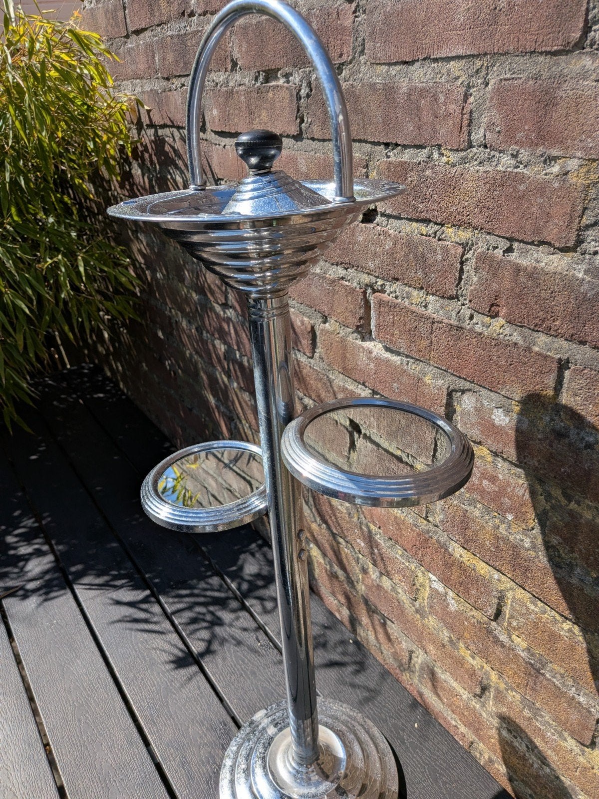 Vintage Art Deco Chroom Asbak Staand, Antiek en Kunst, Ophalen