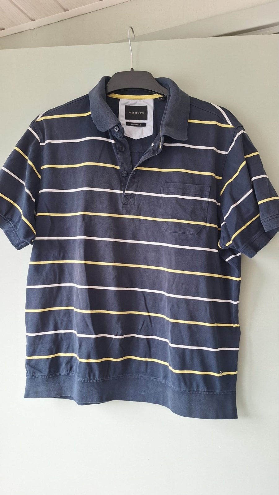 Westbury Polo Shirt - Donkerblauw met strepen, Kleding | Heren, Polo's, Ophalen of Verzenden, Zo goed als nieuw, Maat 48/50 (M)