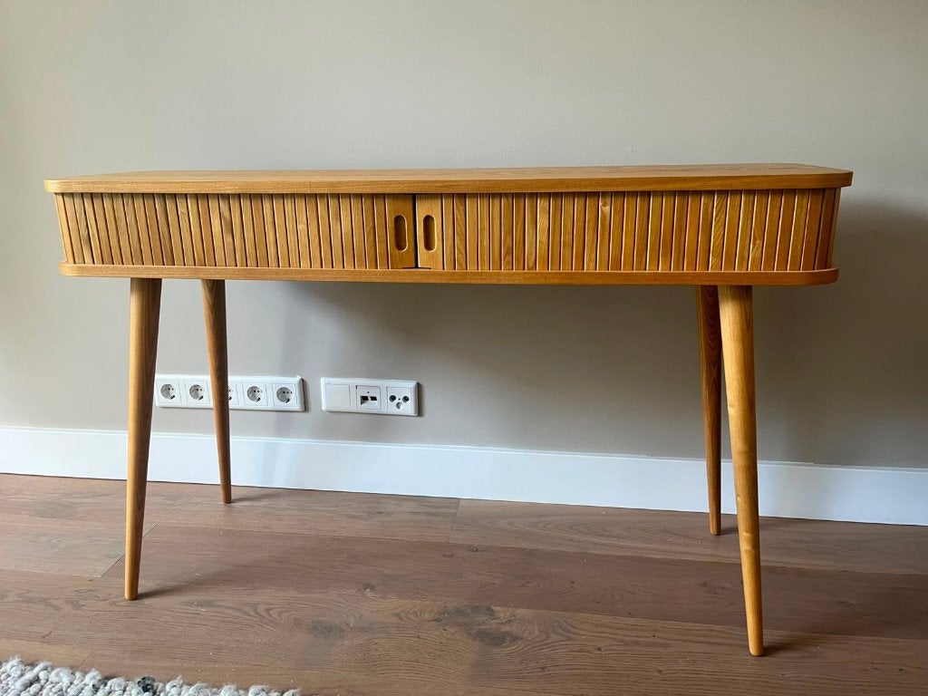 Zuiver Barbier Console Tafel Naturel | Design Sidetable, Ophalen, Eikenhout, 100 tot 150 cm, Klassiek