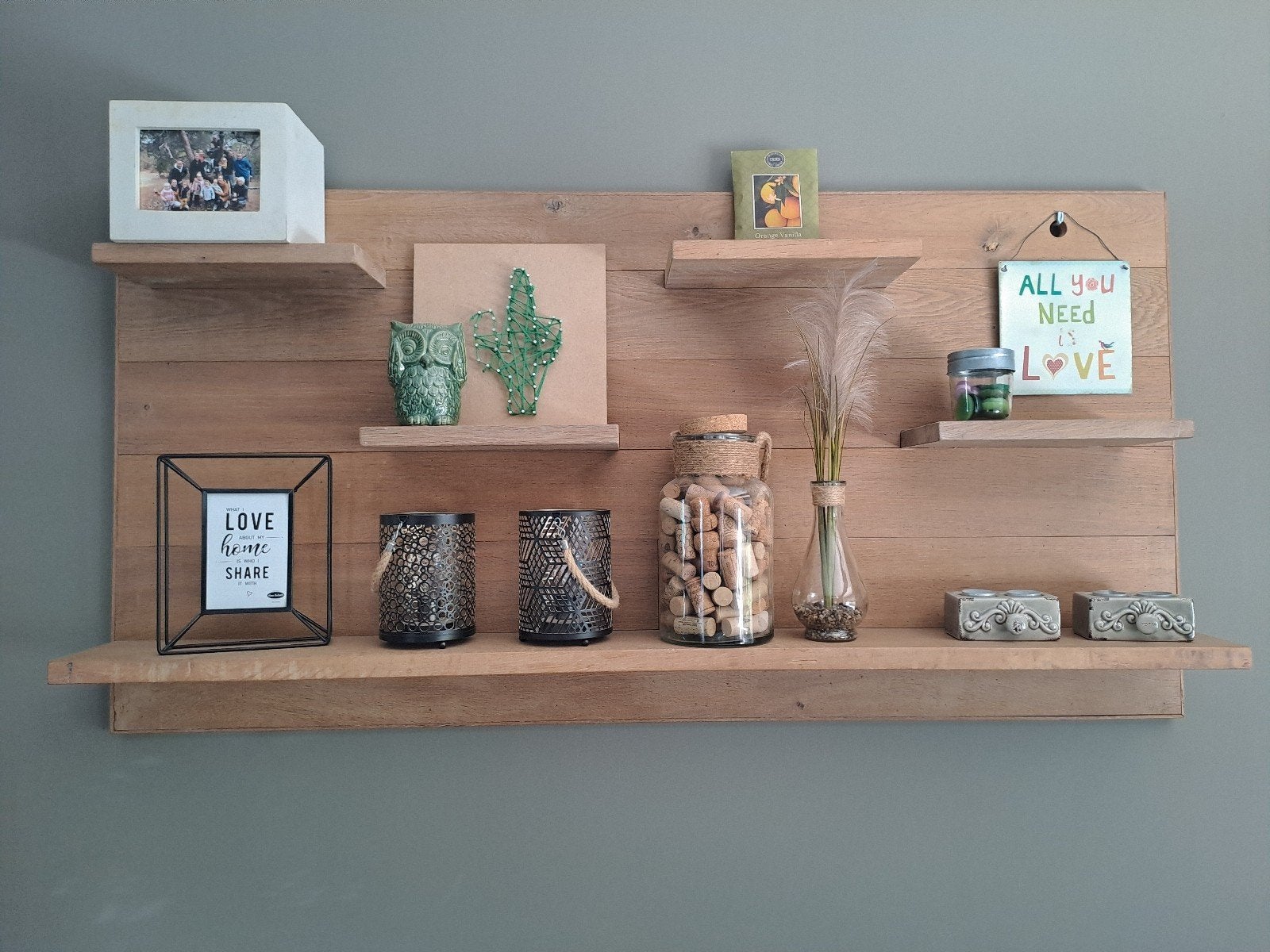 Acacia Houten Wandpaneel met Planken - Rustieke Decoratie, Ophalen, Gebruikt