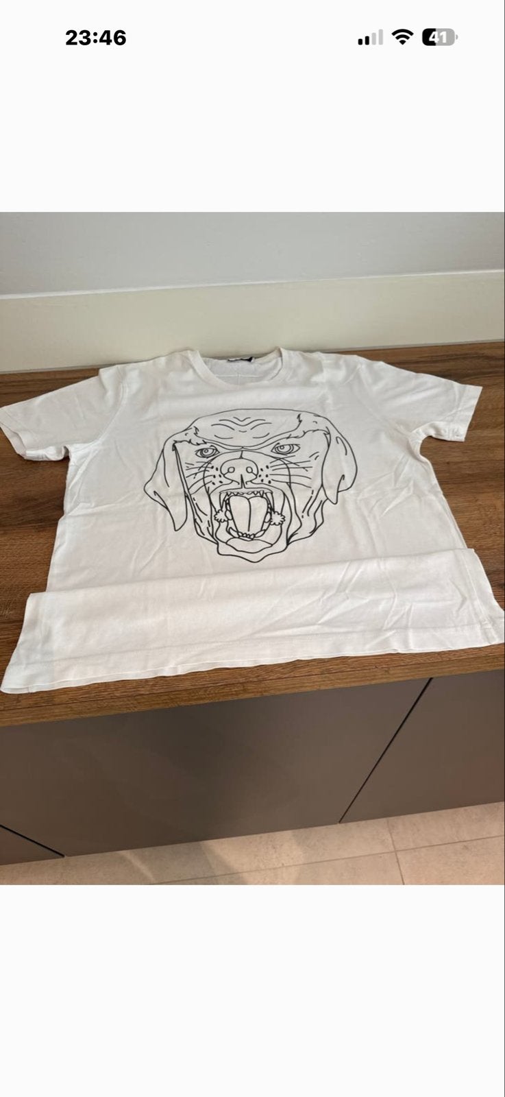 Givenchy T-shirt met hond print - Maat L, Wit, Maat 42/44 (L), Ophalen of Verzenden, Zo goed als nieuw