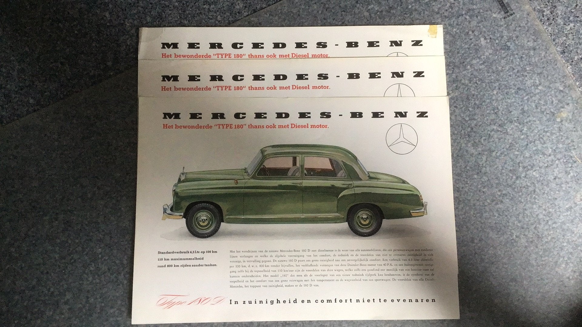 MERCEDES BENZ LEAFLET PONTON LOT 3x JAREN ROND 1950 NED.TEKS, Boeken, Ophalen of Verzenden, Zo goed als nieuw, Mercedes