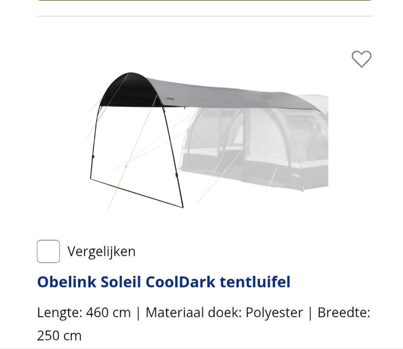 Obelink Soleil CoolDark tentluifel, Ophalen