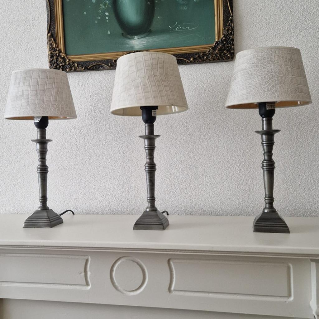 Set van 3 klassieke tafellampen met krokodillenprint, Ophalen of Verzenden, Gebruikt, Klassiek, Elegant, Landelijk