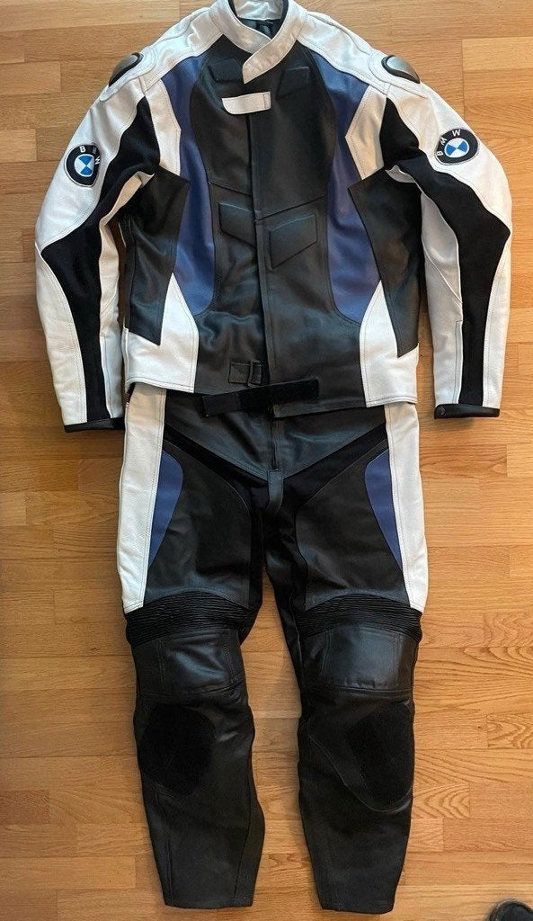 Motorpak 2-delig leer mt.XL-XXL blauw wit zwart BMW-logo, Motoren, Kleding | Motorkleding, Ophalen of Verzenden, Tweedehands, Heren