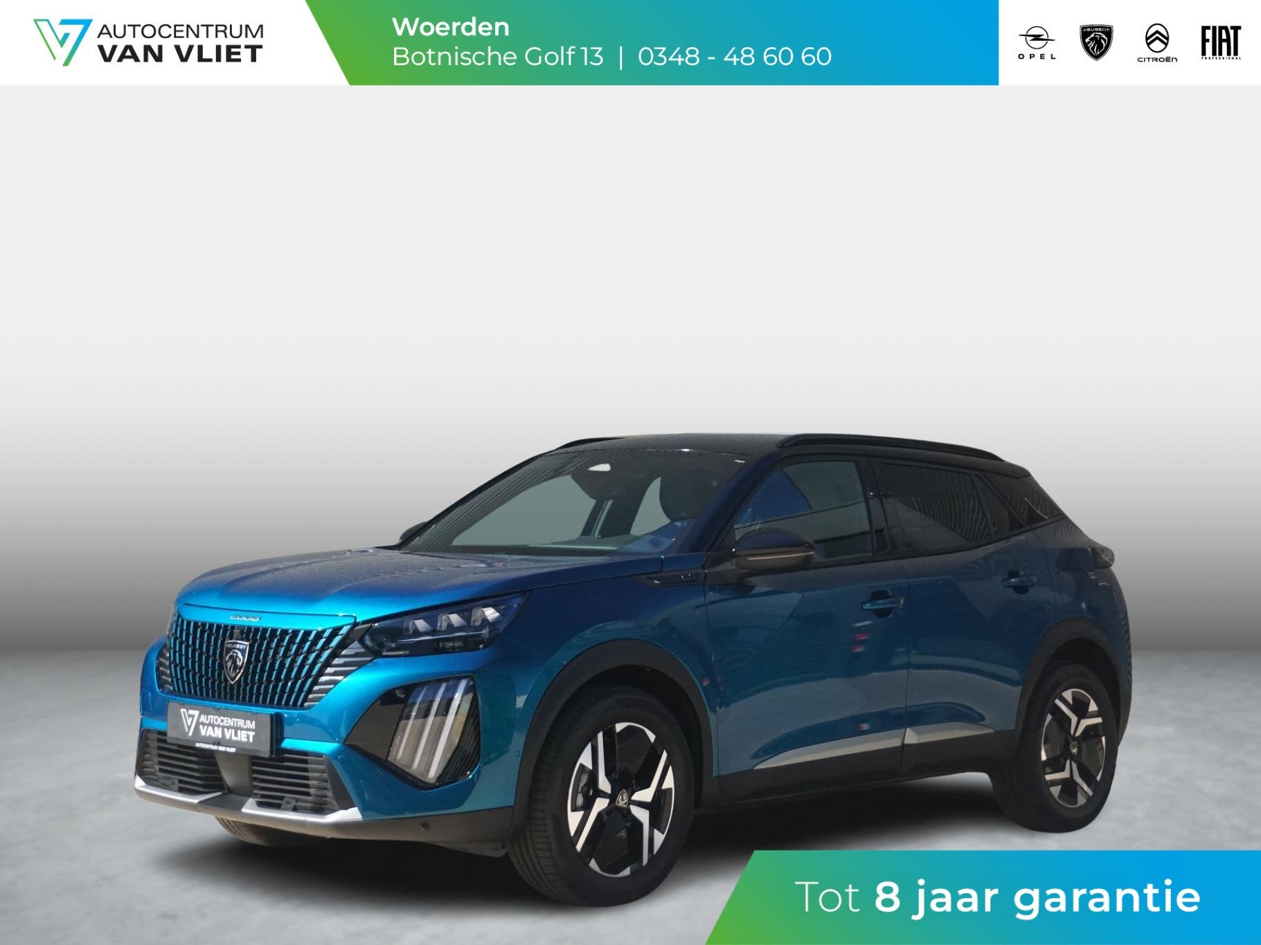 Peugeot 2008 1.2 Hybrid 145 GT 360 Camera, Auto's, Euro 6, 1199 cc, Blauw, Leder en Stof