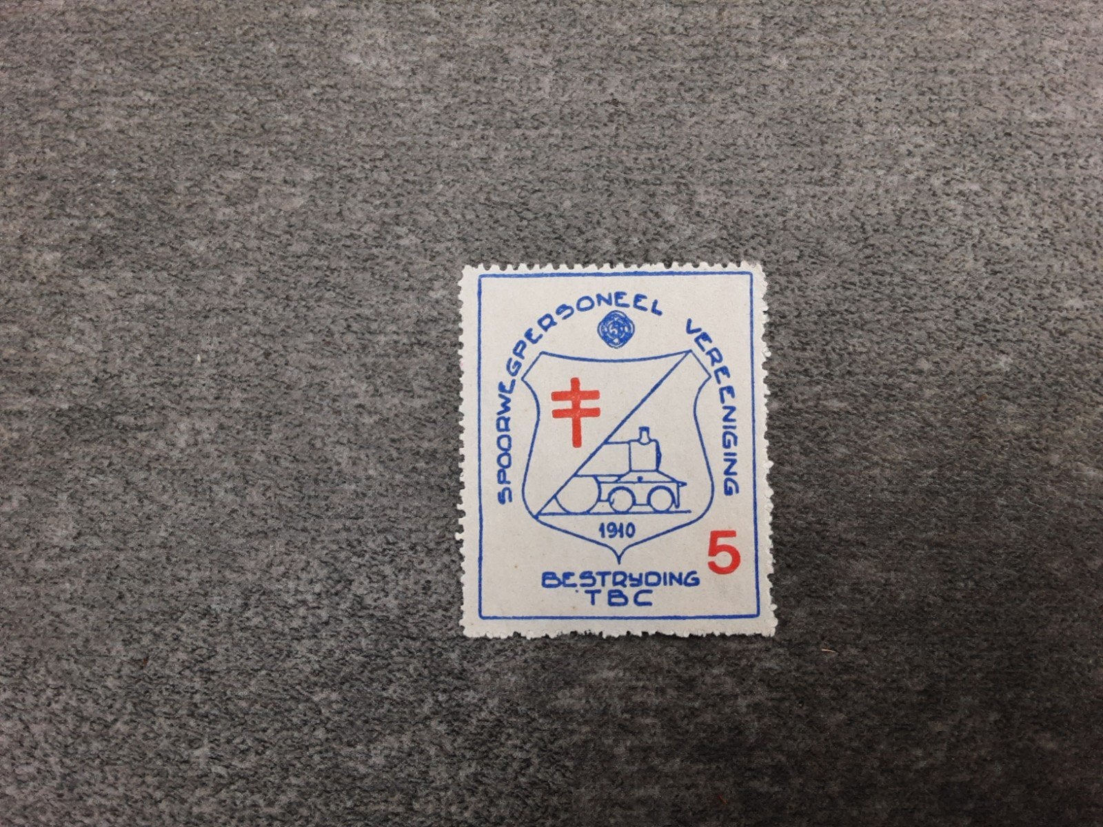 Sluitzegel spoorweg personeel vereniging tbc 1910, Ophalen of Verzenden