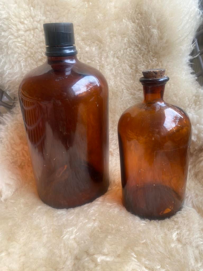 Set van 5 verschillende vintage apothekerspotten, Vintage, Ophalen of Verzenden, Zo goed als nieuw, Glas