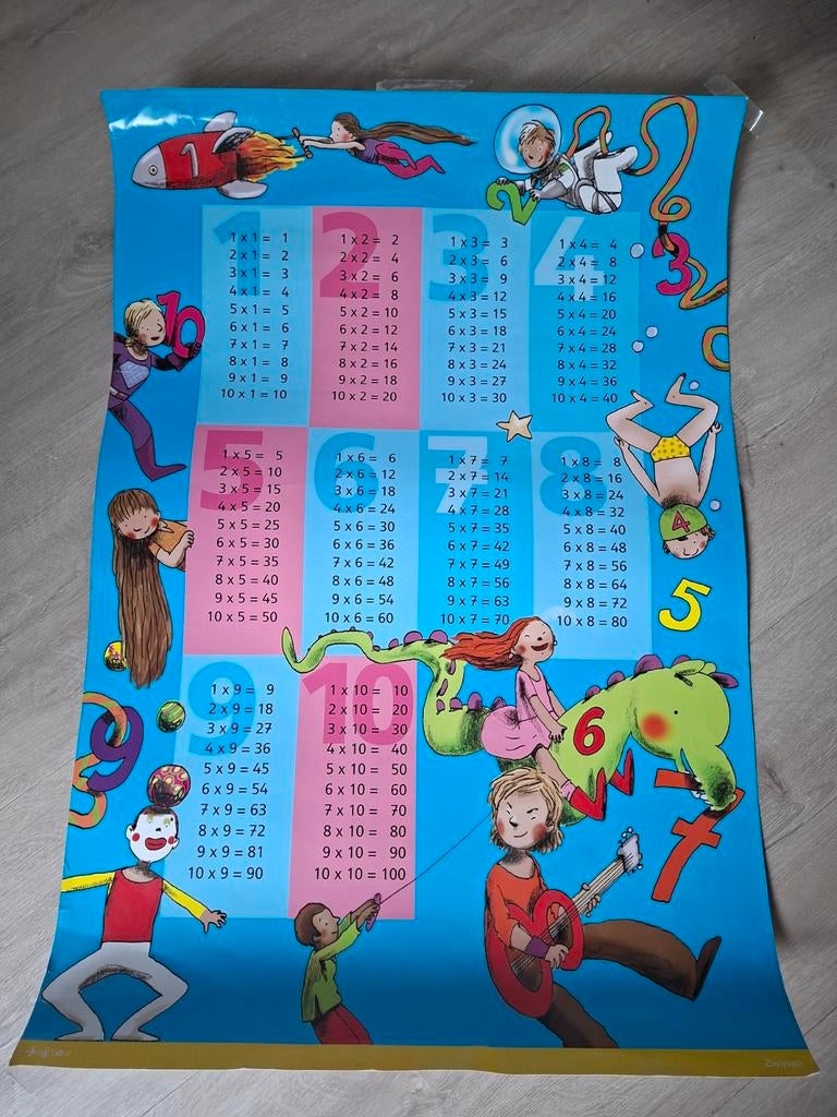 Groot poster met de tafels van 1 tot 10, Ophalen