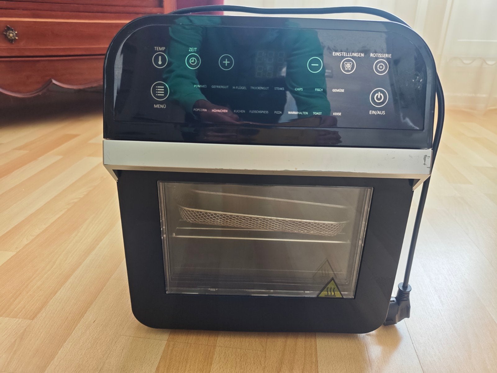 CAMPING Airfryer met digitale display en accessoires, Ophalen of Verzenden, Zo goed als nieuw, Airfryer, 1000 t/m 1499 gram