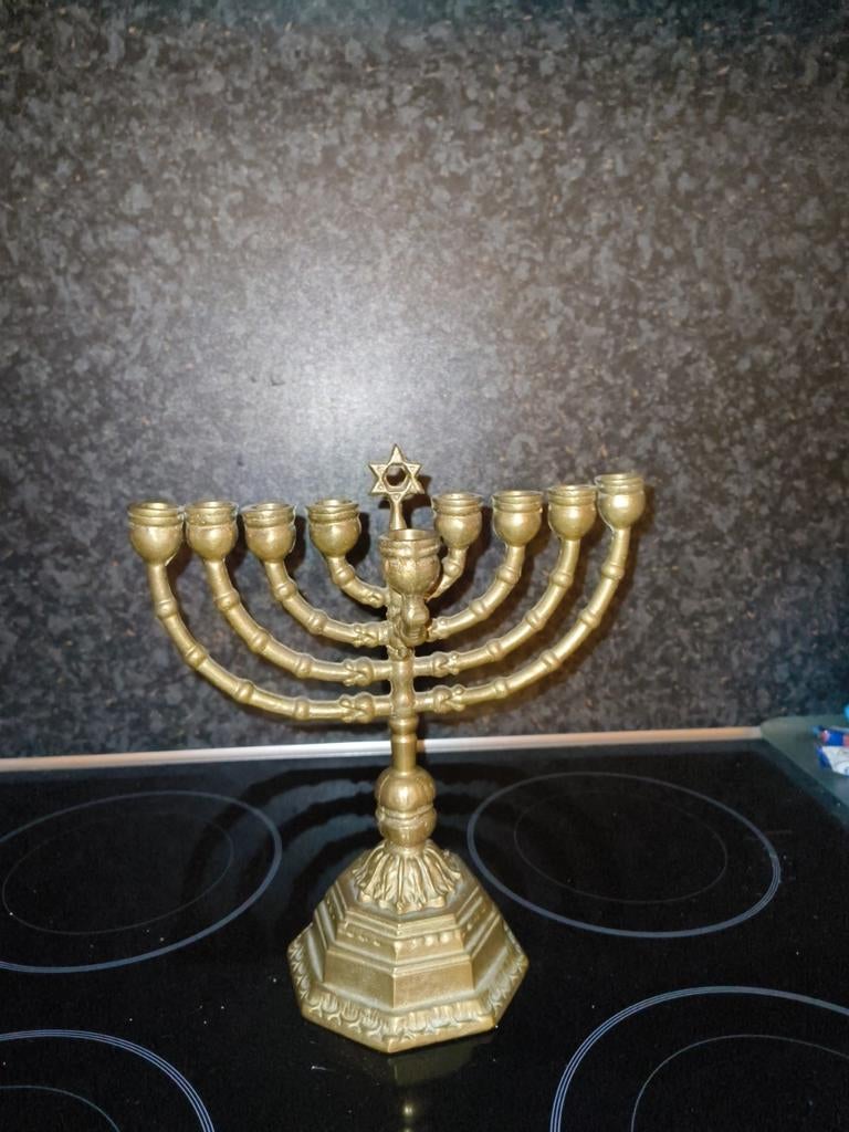 Bronzen Chanoekia Menora - Joodse Kandelaar, Ophalen of Verzenden, Koper of Brons