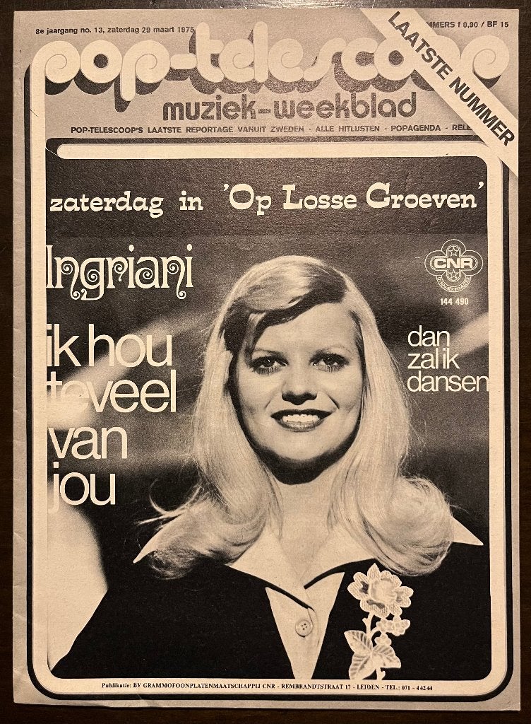 POP-TELESCOOP NO.13/1975 PLATENGIDS MUZIEKBLAD, Verzenden, 1960 tot 1980, Nederland, Tijdschrift