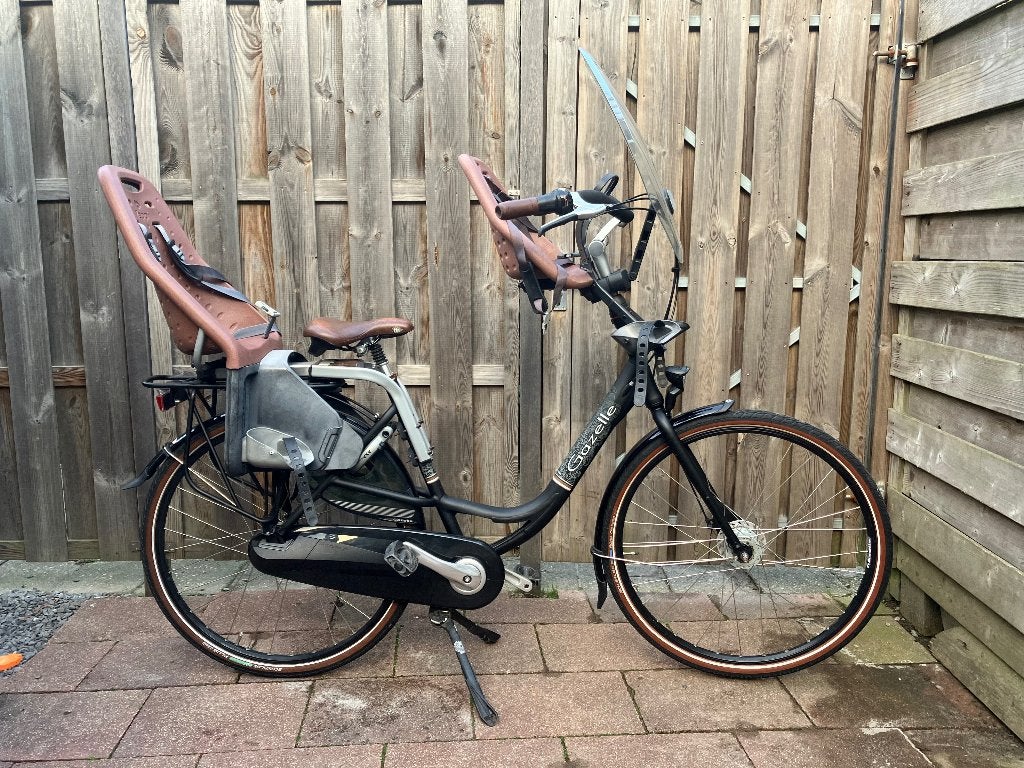 Moederfiets Gazelle Bloom inclusief fietsstoeltjes, Ophalen, 2 zitjes, Gebruikt, Dubbele standaard