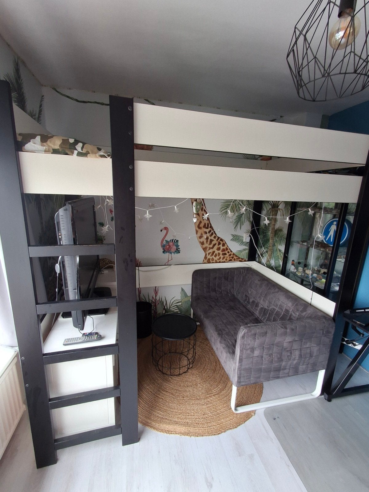 Hoogslaper met bankje - Ideaal voor kleine kamers, Ophalen, Eenpersoons, Hoogslaper