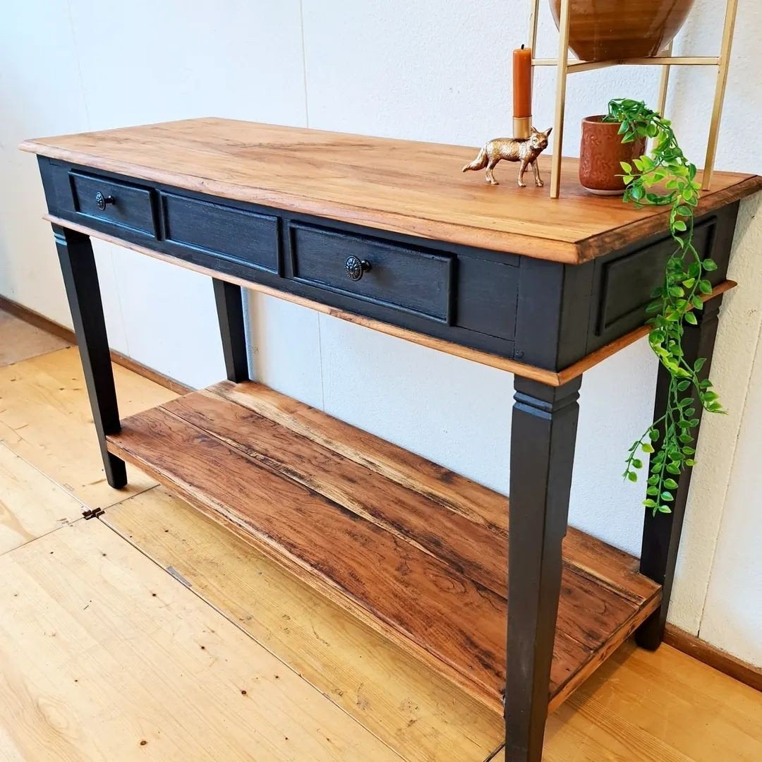 Houten Sidetable / Wandtafel / Dressoir, Ophalen, 100 tot 150 cm, Zo goed als nieuw, 25 tot 50 cm