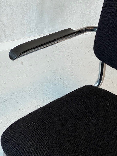 Jaren 70 sledestoel vintage buisframestoel eettafelstoel, Gebruikt, ., Zwart, Overige materialen