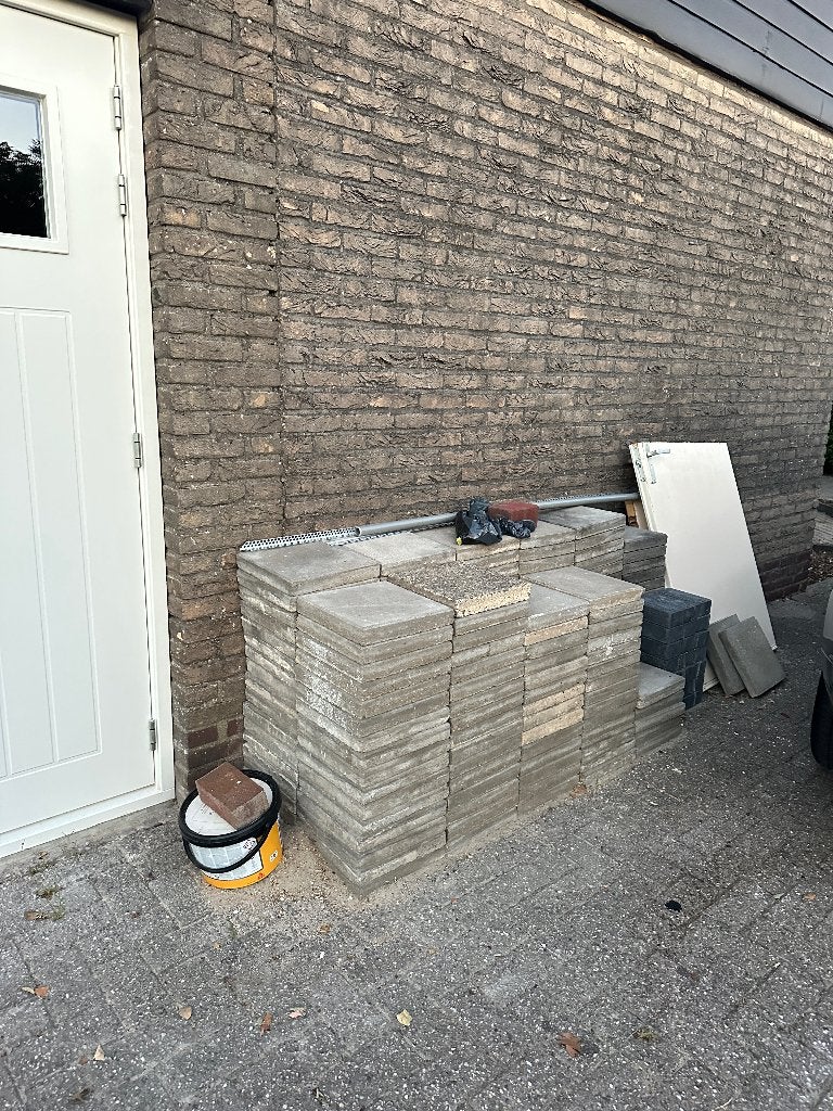 Stoeptegels gratis af te halen 160 stuks, Tuin en Terras, Ophalen, Gebruikt, Beton, Terrastegels