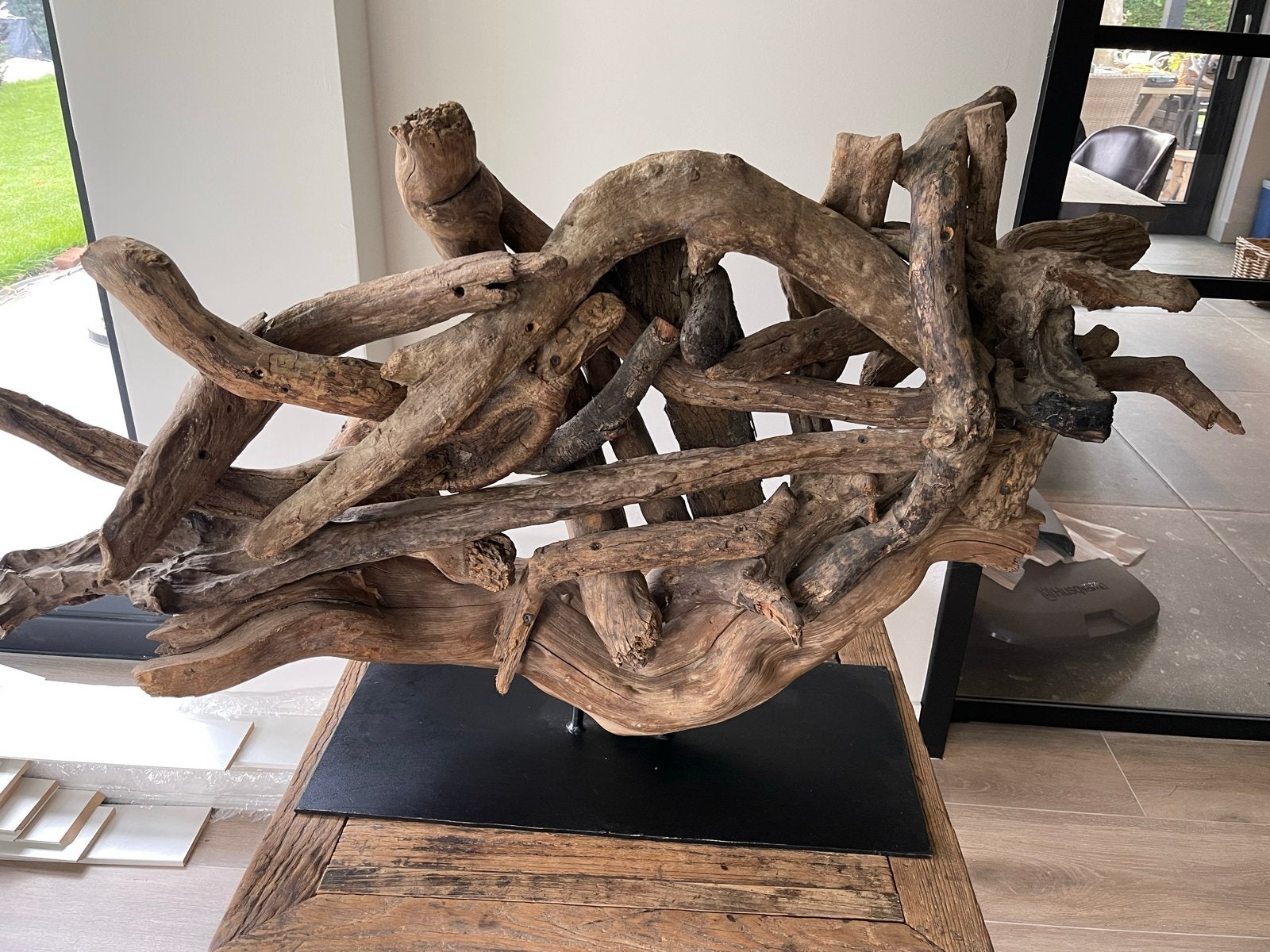Groot ornament kunstwerk van lianen hout - Teakhout, Overige typen, Ophalen of Verzenden, Handgemaakt, 1 meter - 2 meter