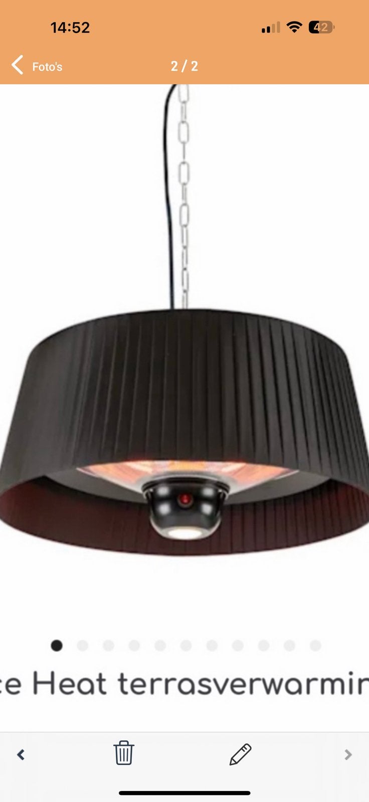 Buitenlamp met heater, Huis en Inrichting, Ophalen of Verzenden, Zo goed als nieuw