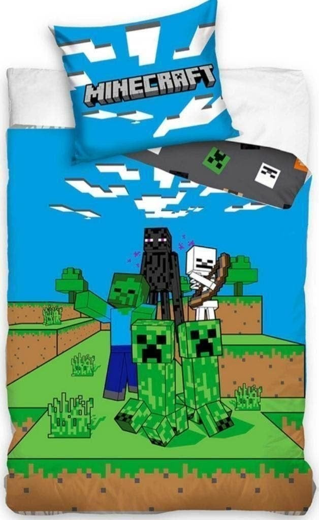 Minecraft Dekbedovertrek 140x200 - Ambush - Katoen, Kinderen en Baby's, Meerkleurig, Nieuw, Ophalen of Verzenden, Jongetje